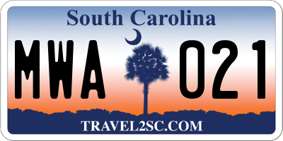 SC license plate MWA021