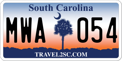 SC license plate MWA054