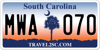 SC license plate MWA070