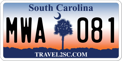 SC license plate MWA081