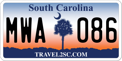 SC license plate MWA086