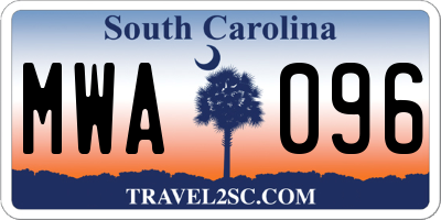 SC license plate MWA096