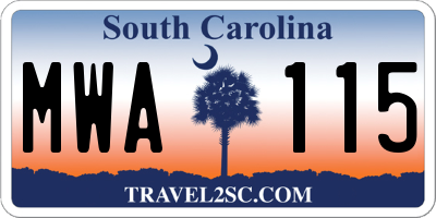 SC license plate MWA115
