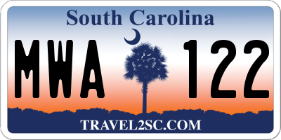 SC license plate MWA122