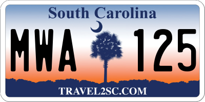 SC license plate MWA125