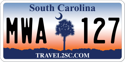SC license plate MWA127
