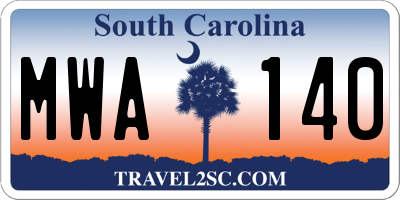SC license plate MWA140