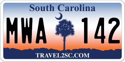 SC license plate MWA142