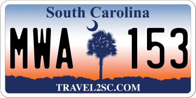 SC license plate MWA153