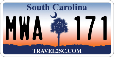 SC license plate MWA171