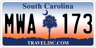 SC license plate MWA173