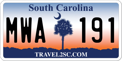 SC license plate MWA191