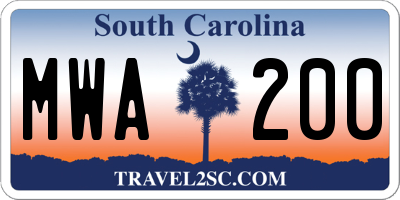 SC license plate MWA200