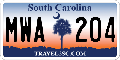 SC license plate MWA204