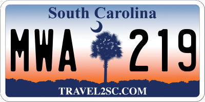 SC license plate MWA219