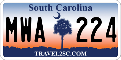 SC license plate MWA224