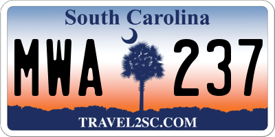 SC license plate MWA237