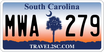 SC license plate MWA279
