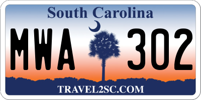 SC license plate MWA302