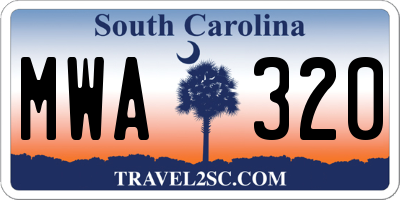 SC license plate MWA320