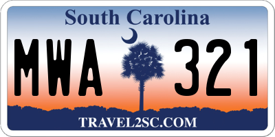 SC license plate MWA321