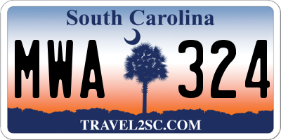 SC license plate MWA324