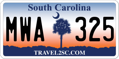 SC license plate MWA325