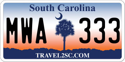 SC license plate MWA333