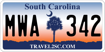 SC license plate MWA342