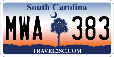 SC license plate MWA383