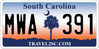 SC license plate MWA391
