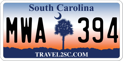 SC license plate MWA394