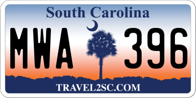 SC license plate MWA396