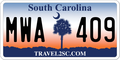 SC license plate MWA409