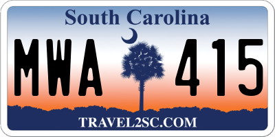 SC license plate MWA415