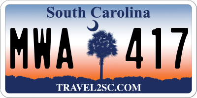 SC license plate MWA417