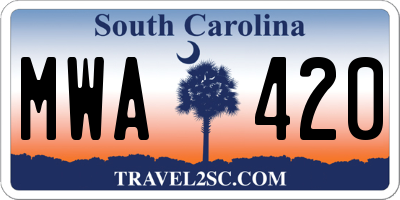 SC license plate MWA420