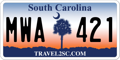 SC license plate MWA421
