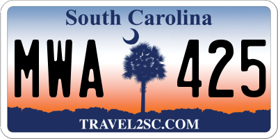 SC license plate MWA425