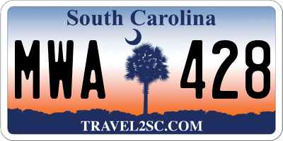 SC license plate MWA428