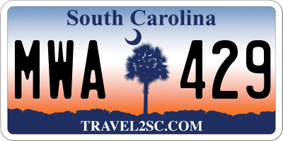 SC license plate MWA429