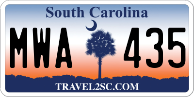 SC license plate MWA435