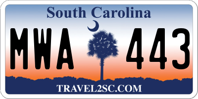 SC license plate MWA443