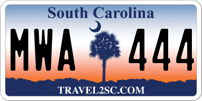 SC license plate MWA444