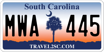 SC license plate MWA445
