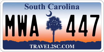 SC license plate MWA447