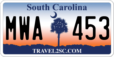 SC license plate MWA453