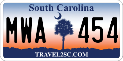 SC license plate MWA454