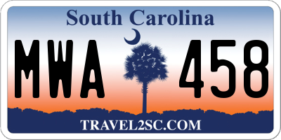 SC license plate MWA458