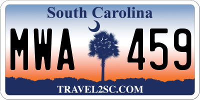 SC license plate MWA459